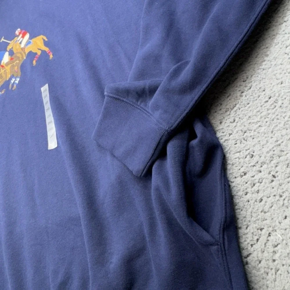 Polo Ralph Lauren Hoodie Mens‎ Big 2X Blue Triple Pony Graphic Trifecta Pockets